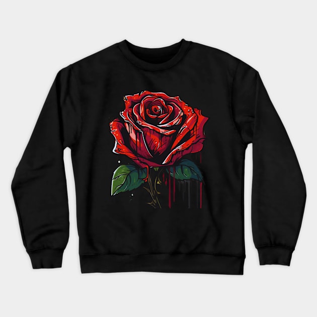 Lonely Rose Crewneck Sweatshirt by OscarVanHendrix